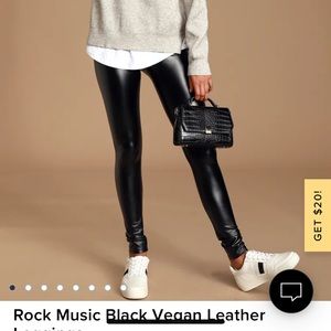 Lulu’s rock music black Vegan leather leggings